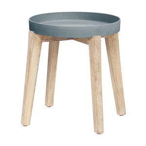Table basse bois et polystone gris